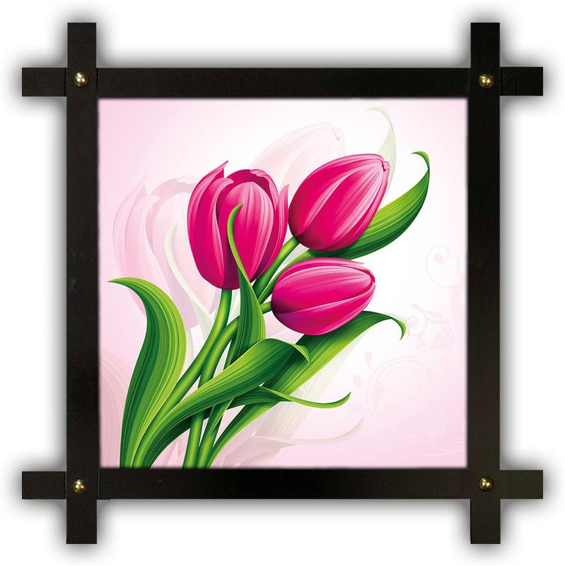 Poster N Frames Cross Wooden Frame Hand-Crafted with photo of Flower (floral) 14908-crossframe Digital Reprint 16.5 inch x 16.5 inch Painting  (With Frame)