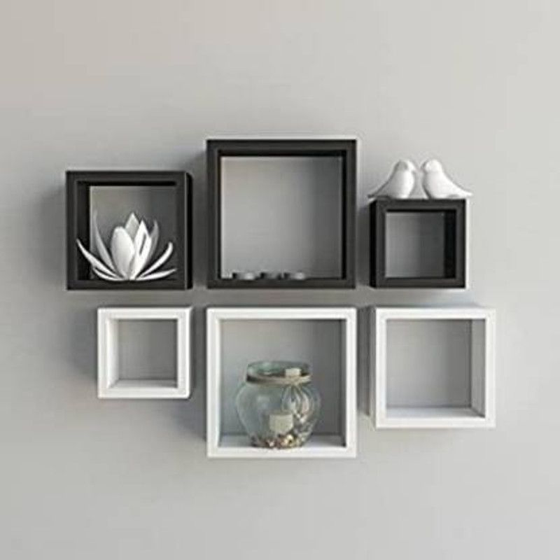 BlueEyeArt wall shelf wooden wall decor shelves of 6 color white black Wooden, MDF (Medium Density Fiber) Wall Shelf  (Number of Shelves - 6, Black, White)