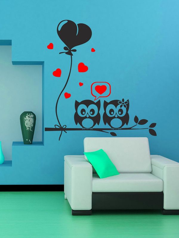 ALLURE 64 cm owl Love Self Adhesive Sticker  (Pack of 1)