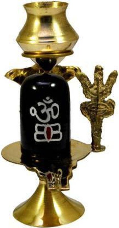 VALUE CRAFTS Solid Brass Shiva Ling Lingam Statue Decorative Showpiece - 10 cm  (Brass, Multicolor)