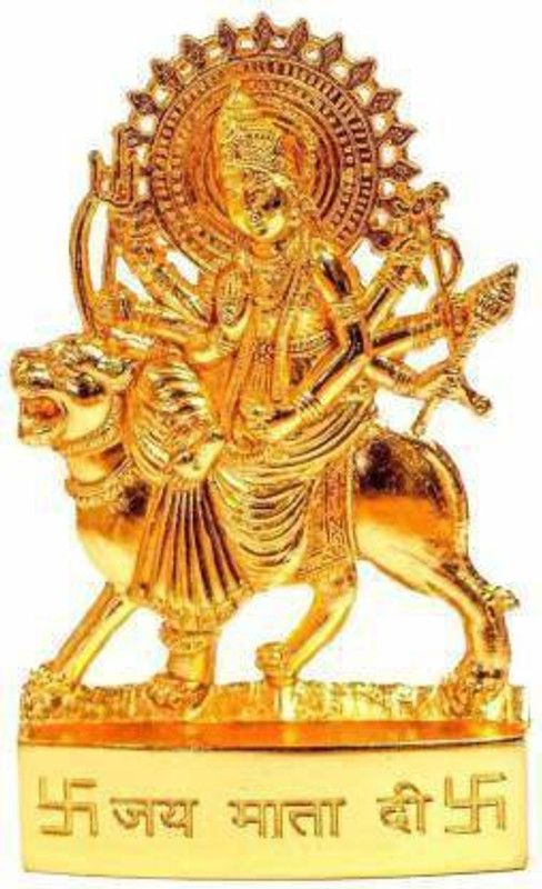 SBBCO Maa Durga Metal Idol / Maa Ambe Murti Navratre Special Decorative Showpiece - 10 cm  (Metal, Gold)