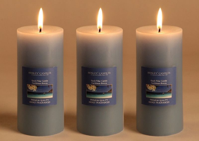 Hosley Set of 3 Caribbean Breeze 6Inchs Pillar Candles Candle  (Blue, Pack of 3)