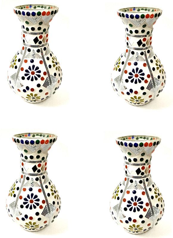 DealFly Glass Vase  (8 inch, Multicolor)