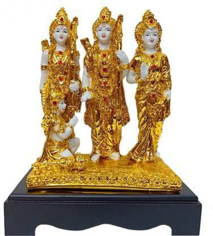 BEI Ram Darbar / Lord Rama ,Sita, Laxman and Hanuman Idol God Statue Decorative Showpiece Decorative Showpiece - 30 cm  (Gold Plated, Gold, White)