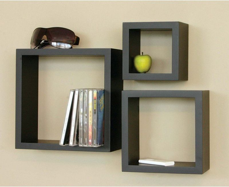Mart n Art Wooden Wall Shelf  (Number of Shelves - 3, Black)