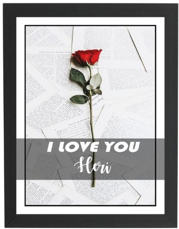 Beautum I Love You Heri Name Love You Printed Unique Digital Reprint 9inch x 13inch Painting Model No:CMGHP006965 Digital Reprint 13 inch x 9 inch Painting  (With Frame)