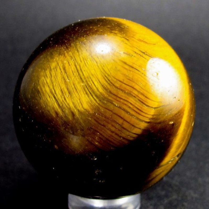 Lineology Natural Chakra Balancing A+ Tiger Eye Ball Sphere Decorative Showpiece - 7 cm  (Crystal, Stone, Gold)