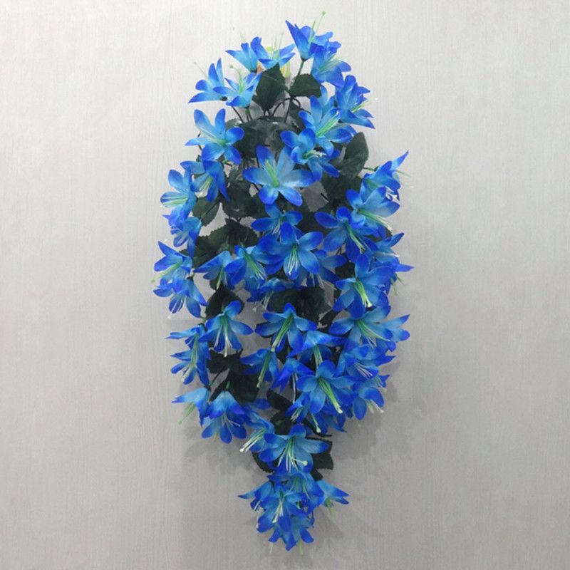 OM COLLECTIONS Artificial Creepers hanging flower Blue, Green Lily Artificial Flower with Pot  (30 inch, Pack of 1, Vine & Creepers)