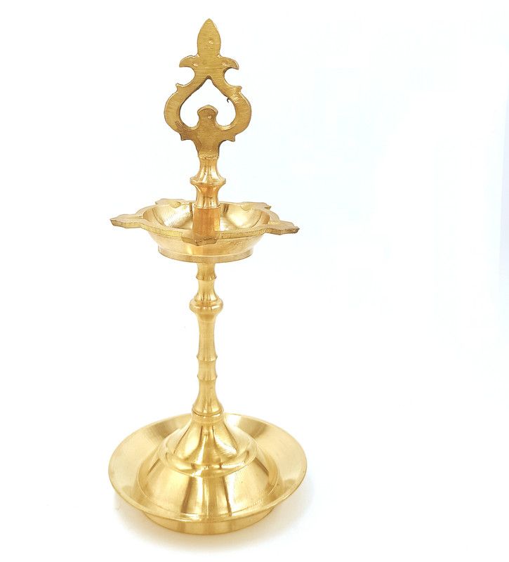 goodselite exports and imports Traditional pure Original Brass oil lamp,Brass Kuthu vilakku puja and Ornamental Lamp Brass Table Diya  (Height: 8.8 inch)