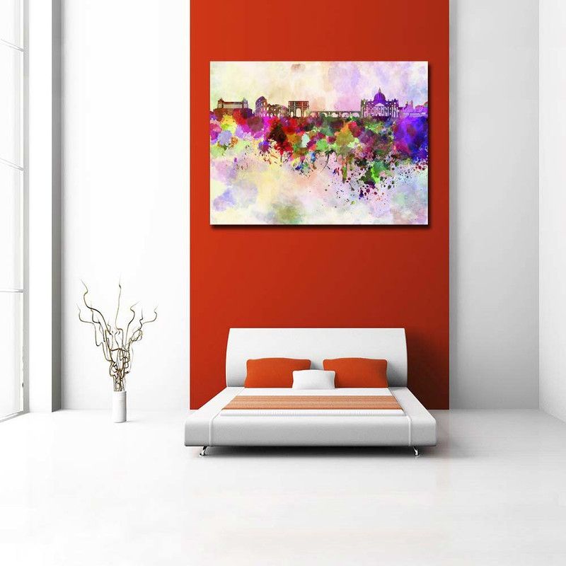 Artzfolio 121.92 cm Rome, Capital of Italy, Skyline in Watercolor Peel & Stick Vinyl Wall Sticker 48inch x 36inch (121.9cms x 91.4cms) Self Adhesive Sticker  (Pack of 1)