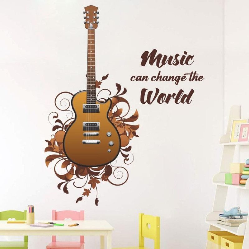 WALLPIK 85 cm Guitar - Music - Inspiration - Quote - Decorative - Wall Sticker - WP101 Self Adhesive Sticker  (Pack of 1)