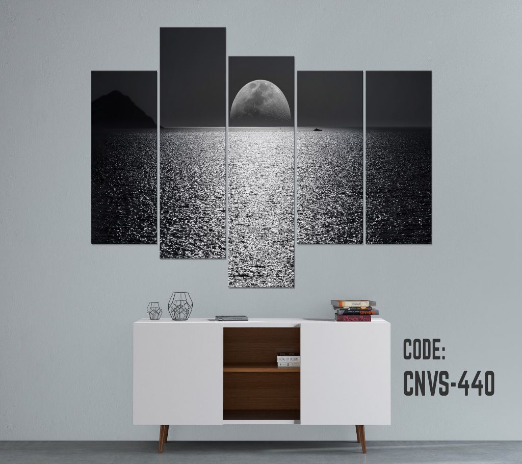 CNVS-440 BW Sea Moon Wall Canvas Art Prints 60 inch x 36 inch