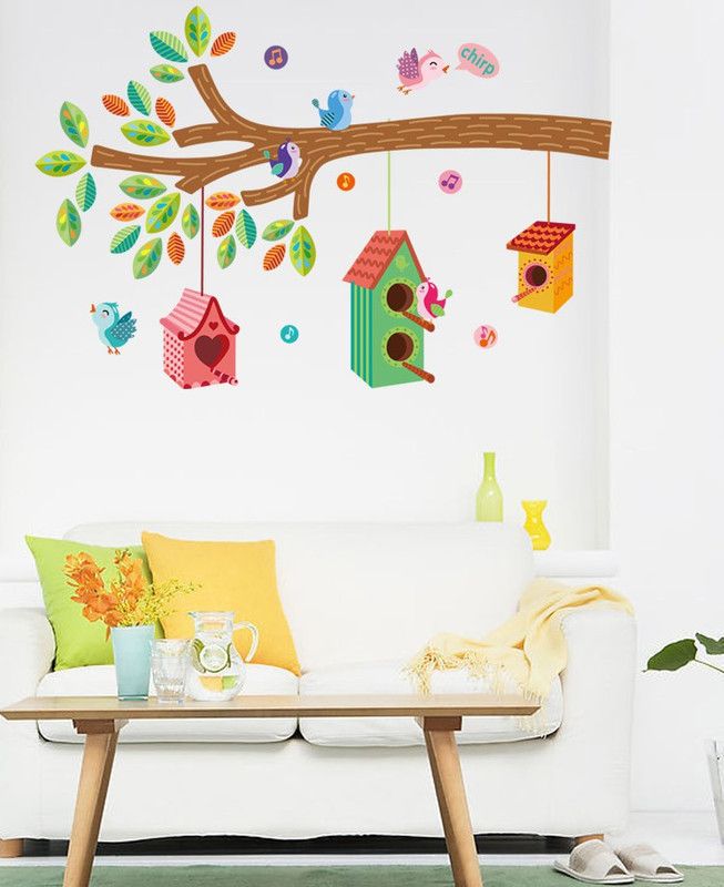 Asmi Collections 90 cm Tree Branch Birds Nest Removable Sticker  (Pack of 1)