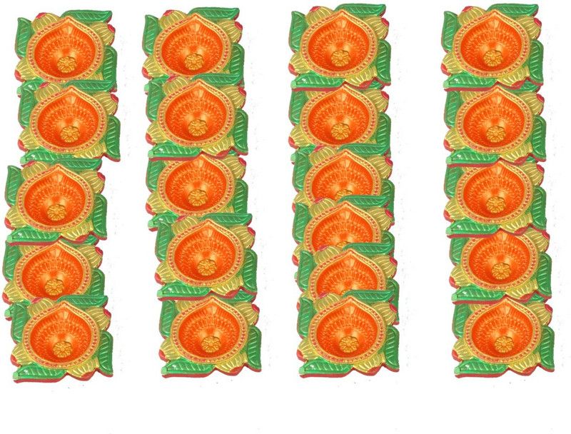 SUNINOW Suninow Handmade Earthen Clay/Terracotta Decorative Dipawali/Diwali Diya/Tealight/Oil Lamps for Pooja Terracotta (Pack of 21) Table Diya Set  (Height: 3.1 inch)