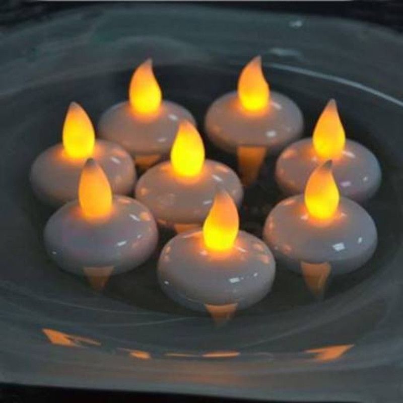 Bluebells India Battery Operated Waterproof LED Floating Tealight Candle Candle  (White, Pack of 8)