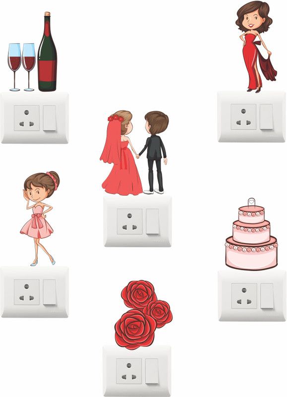 Saiii Designs 20 cm Decorative Multicolor Swicth Board Stickers Size - 9cm x 5cm Self Adhesive Sticker  (Pack of 1)