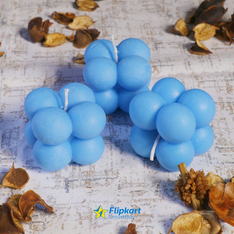 Flipkart SmartBuy Handmade Lemaon Grass Medium Bubble Cube Scented Candle Candle  (Blue, Pack of 3)