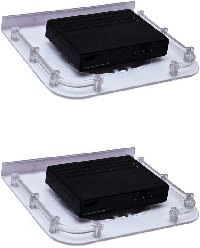 RBS Set Top Box Stand/DTH Stand/WIFI Router Stand , Wall Mount (Pack of 2pis) Acrylic Wall Shelf  (Number of Shelves - 1, Multicolor)