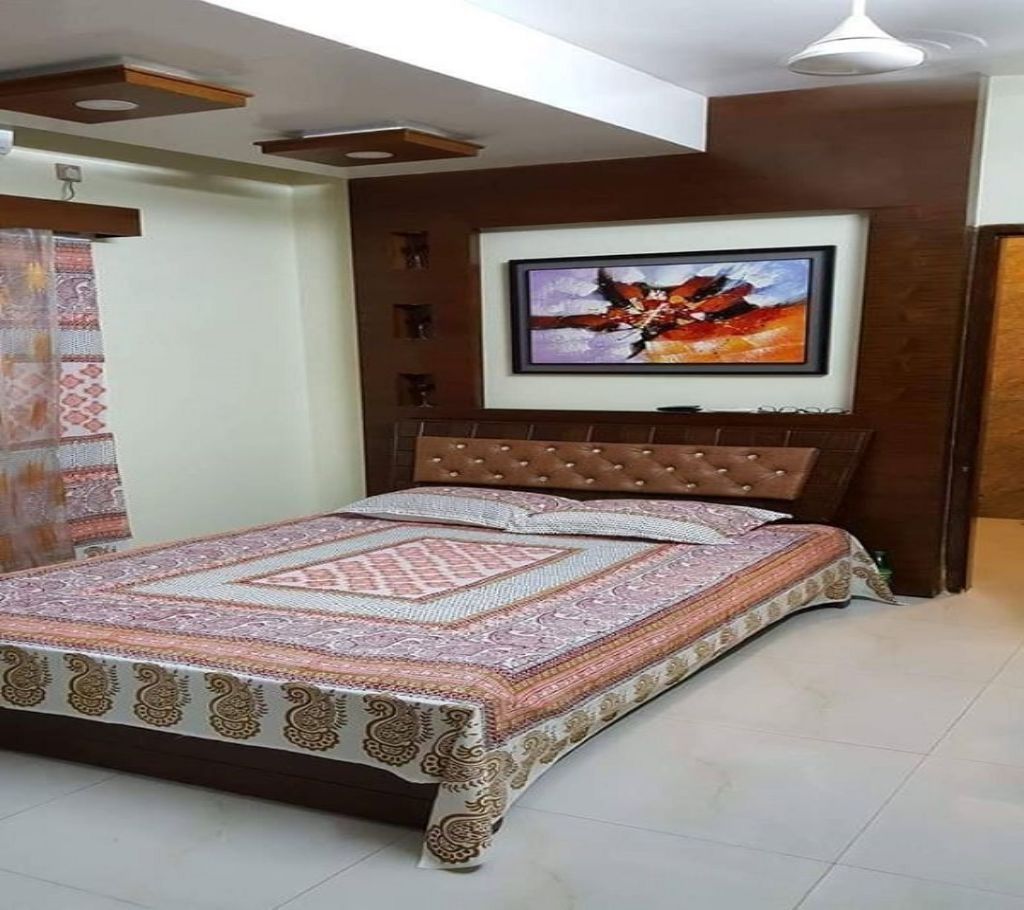 King Size Cotton Multi colors Block Printed Bed Sheet with Matching 2 Pillow Covers-25