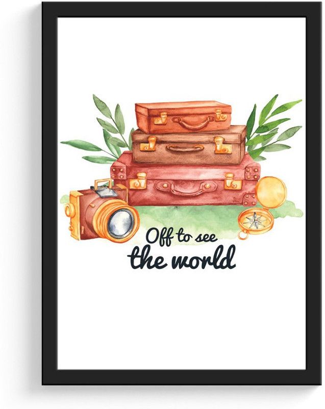 SC CREATIVES Watercolor Travel Motivational Framed Art Prints Painting with Plexi Glass 12 x 9 Inches Wall Art Gift Posters for Wall Decor Wall Hangings - Black Frame | Ready To Hang Digital Reprint 12 inch x 9 inch Painting  (With Frame)