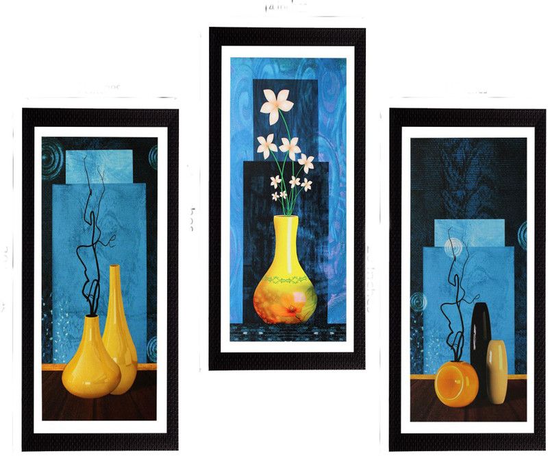 eCraftIndia Canvas 16 inch x 7 inch Painting  (With Frame, Pack of 3)