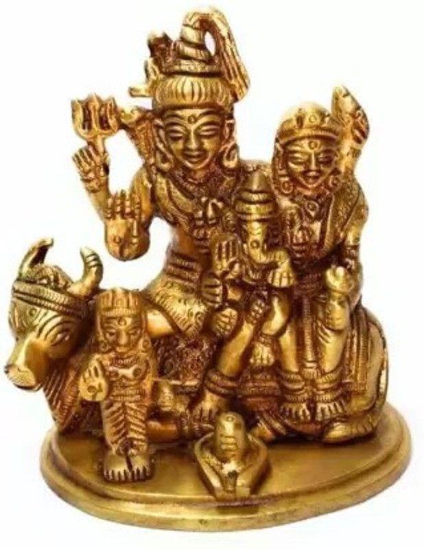 NAVYAKSH SHIVPARIVAR Purely Handcrafted Decorative Showpiece Decorative Showpiece - 11 cm  (Brass, Gold)