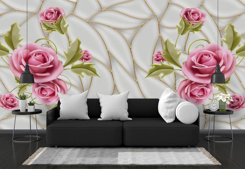 infinity interiors Floral & Botanical Pink Wallpaper  (325 cm x 40 cm)