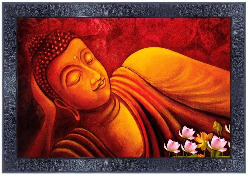 pnf Buddha Wood Photo Frames with Acrylic Sheet (Glass)11830 Digital Reprint 10 inch x 14 inch Painting  (With Frame)