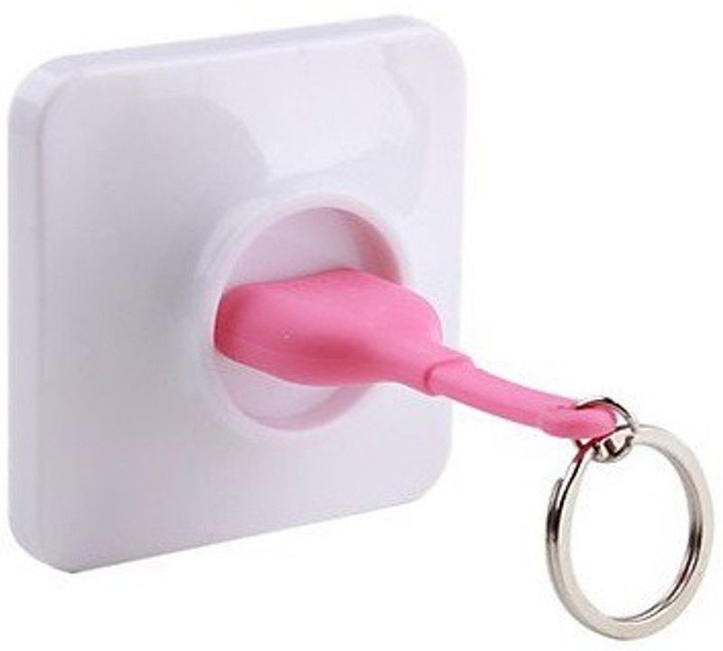 GeekGoodies Unplug Anti Lost Chain Plastic Key Holder  (1 Hooks, Pink)
