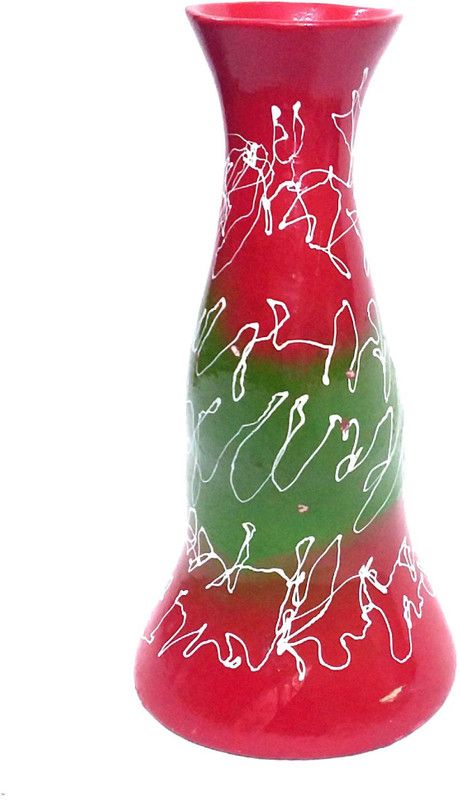 mushti Ceramic Glazed Moulded Flower Vase Multicolor Ceramic Vase  (9 inch, Multicolor)