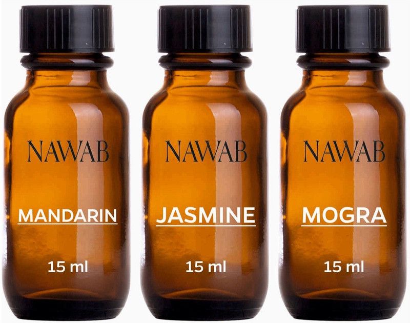 NAWAB essential aroma Diffuser oil(Mandarin,Mogra,Jasmine-15ml each) Aroma Oil