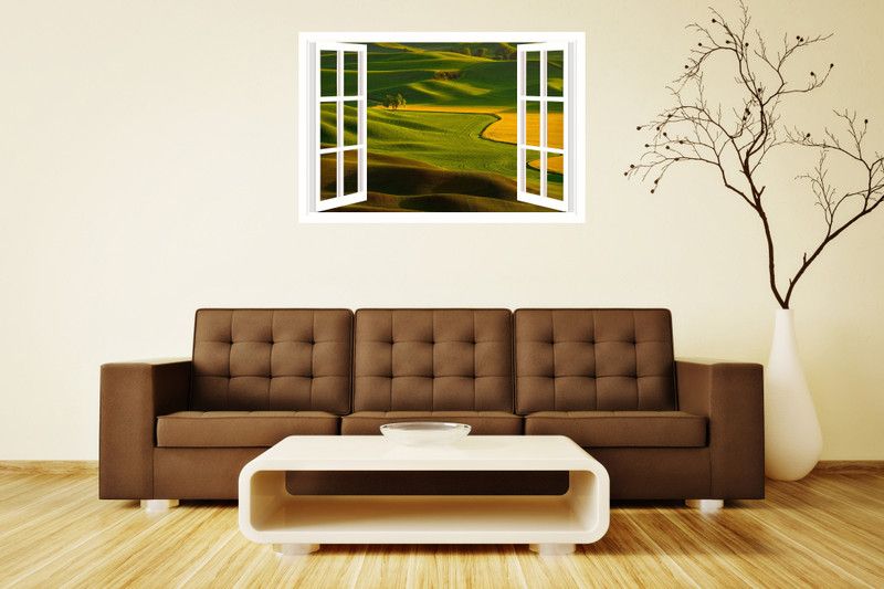 PRINTHUBS 30.48 cm Natural 3D Window Poster For Livingroom Home Wall Decor (Size 12x18 Inch)s61 Removable Sticker  (Pack of 1)