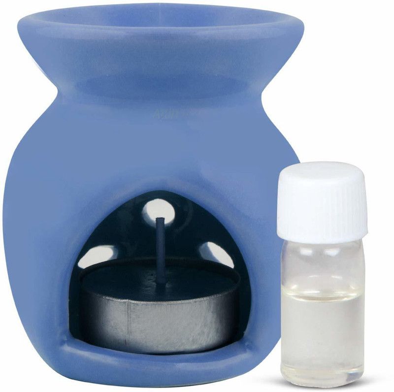 Allin Exporters Aura Ceramic Diffuser Pot 'with Aroma Oil 3 ml' Essential Oil Burner, Tea Light Candle Combo Pack (Blue) Diffuser  (1 Units)