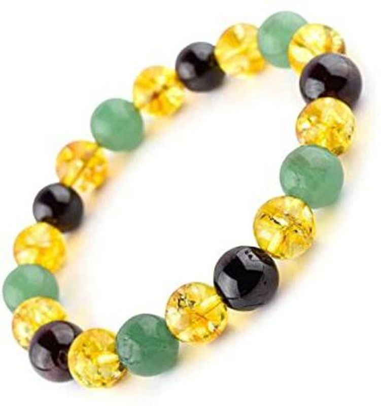 hanifa crystals Citrine Red Garnet Green Aventurine Gemstone Bracelet Elastic Stone Success Decorative Showpiece - 1.3 cm  (Crystal, Multicolor)