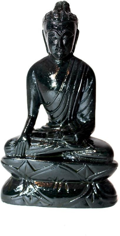 athizay athizay black budha stone statue.Handcarved in Banaras. Beautiful gift Item. Decorative Showpiece - 11 cm  (Stone, Grey)