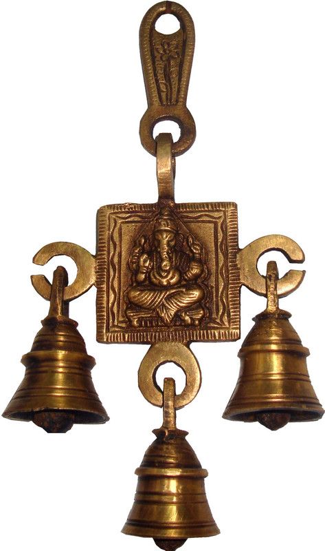 Aesthetic Decors Ganesha Hanging Decorative Bells (Wind Chime) Decorative Showpiece - 15 cm  (Brass, Brown)