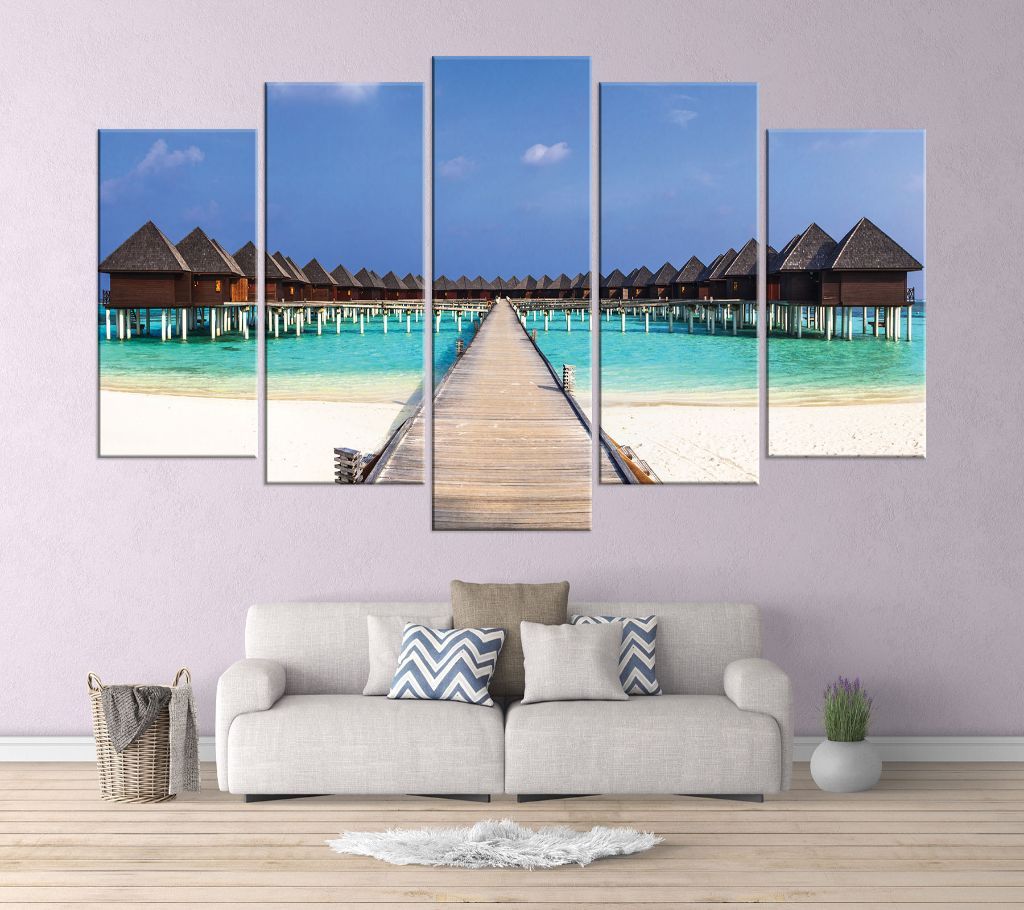 CNVS-310 Beach Resort Wall Canvas Art Prints 72 inch x 36 inch