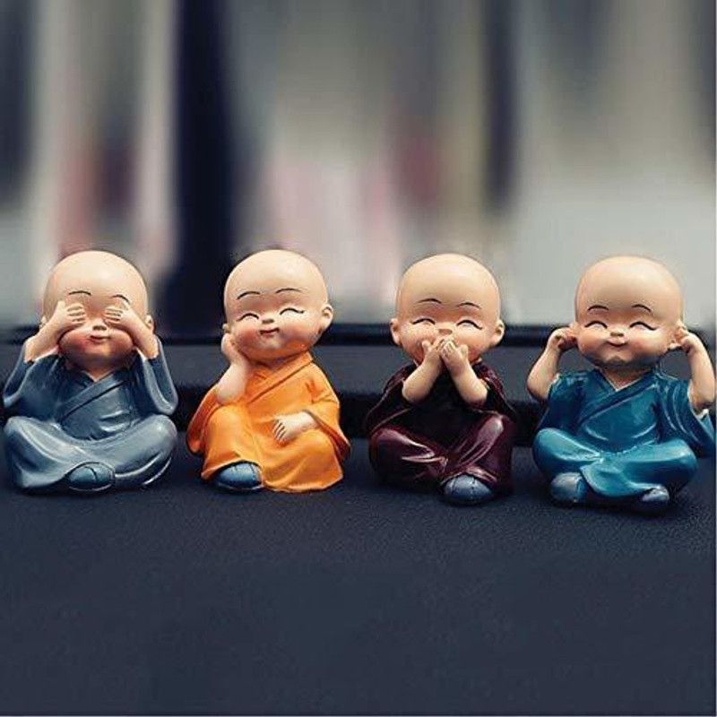 Probang Showpiece Figurine Monk Decorative Showpiece - 5 cm  (Polyresin, Blue, Brown, Dark Blue, Orange)
