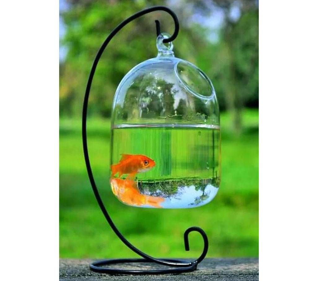 Hanging Glass Aquarium Fish Bowl with 23cm Height stand- G Vase
