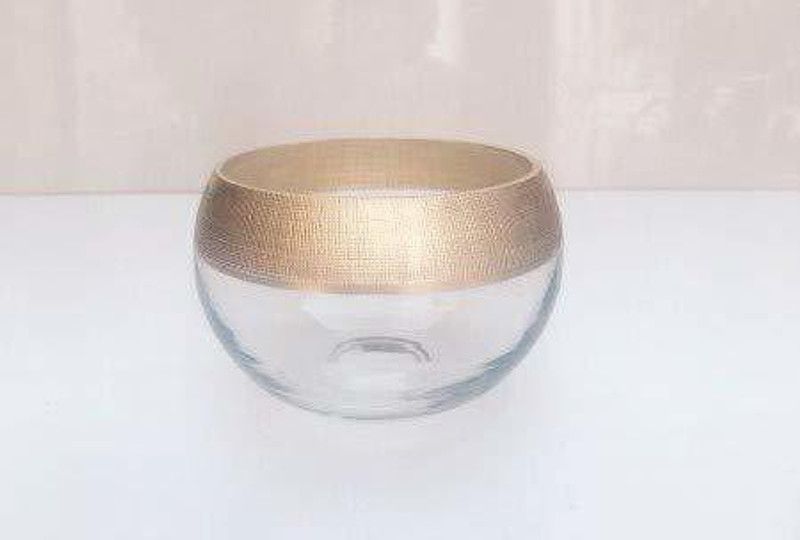 shobhana enterprises Crystal Decorative Glass Flower Vase For Home Decor - Size 11x11x8(cm) Glass Vase  (3 inch, Clear, Brown)
