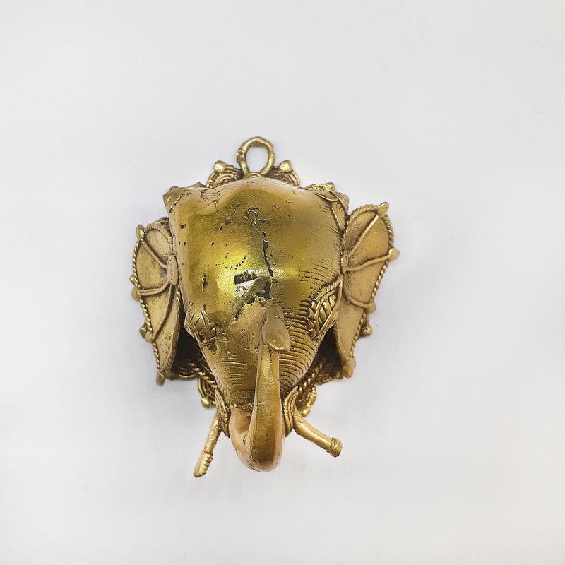 Shabari Emporium Handmade Elephant Head Design Wall Hanging  (Gold)