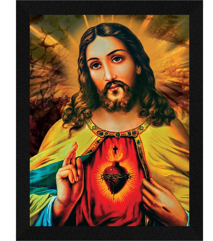 ArtX Jesus Christ Wall Painting For Home Decorative Ink 13.5 inch x 10.5 inch Painting  (With Frame)