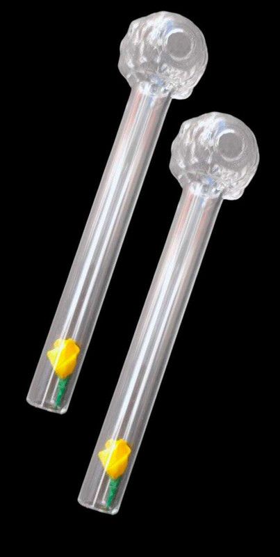 All Of All 5 inches new deisgn oil burner pipe Borosilicate Glass Outside Fitting Hookah Mouth Tip  (Clear, Pack of 2)