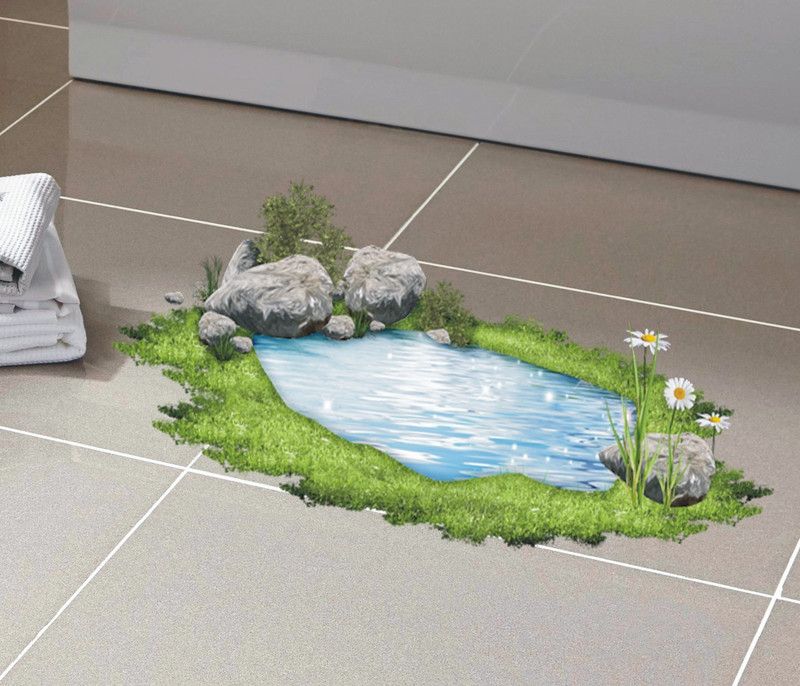 Jagvii 59 cm Pond and grass Self Adhesive Sticker  (Pack of 1)
