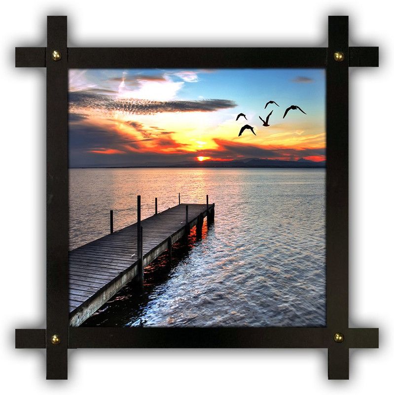 Poster N Frames Cross Wooden Frame Hand-Crafted with photo of Natural Landscape Scenery 25354 Digital Reprint 16.5 inch x 16.5 inch Painting  (With Frame)