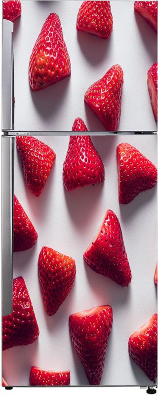 Advait Designs 60 cm Advait Designs Decorative beautiful strawberry slices with white background extra lardge fridge sticker for fridge decor (pvc vinyl multicolor) Self Adhesive Sticker  (Pack of 1)