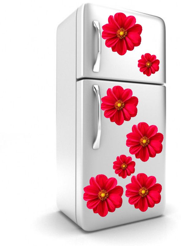 MADHUBAN DECOR 60 cm Beautifull Red Roses Self Adhesive Sticker  (Pack of 1)