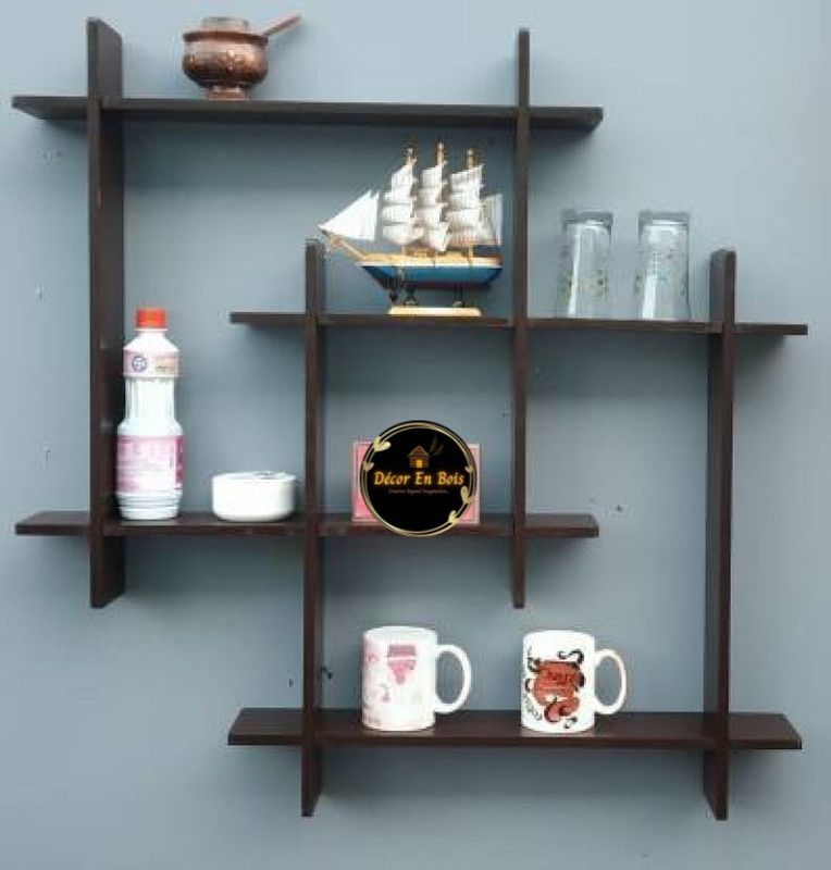 DecorEnBois Decorenbois Wall shelves MDF (Medium Density Fiber) Wall Shelf 8 Plus, Black MDF (Medium Density Fiber) Wall Shelf  (Number of Shelves - 15, Black)