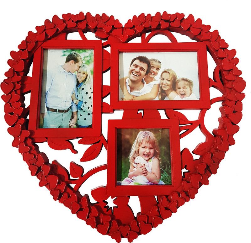 Majik Polymer Personalized, Customized Gift Best Friends Reel Photo Collage gift for Friends, BFF with Frame, Birthday Gift,Anniversary Gift Wall  (Red, 3 Photo(s), Normal)
