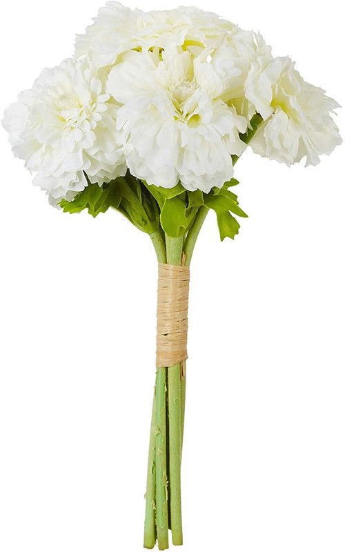 ALLNAYAK Beautiful Decorative Artificial Marigold Flower Bouquet for Home Décor White Marigold Artificial Flower  (12 inch, Pack of 1, Flower Bunch)